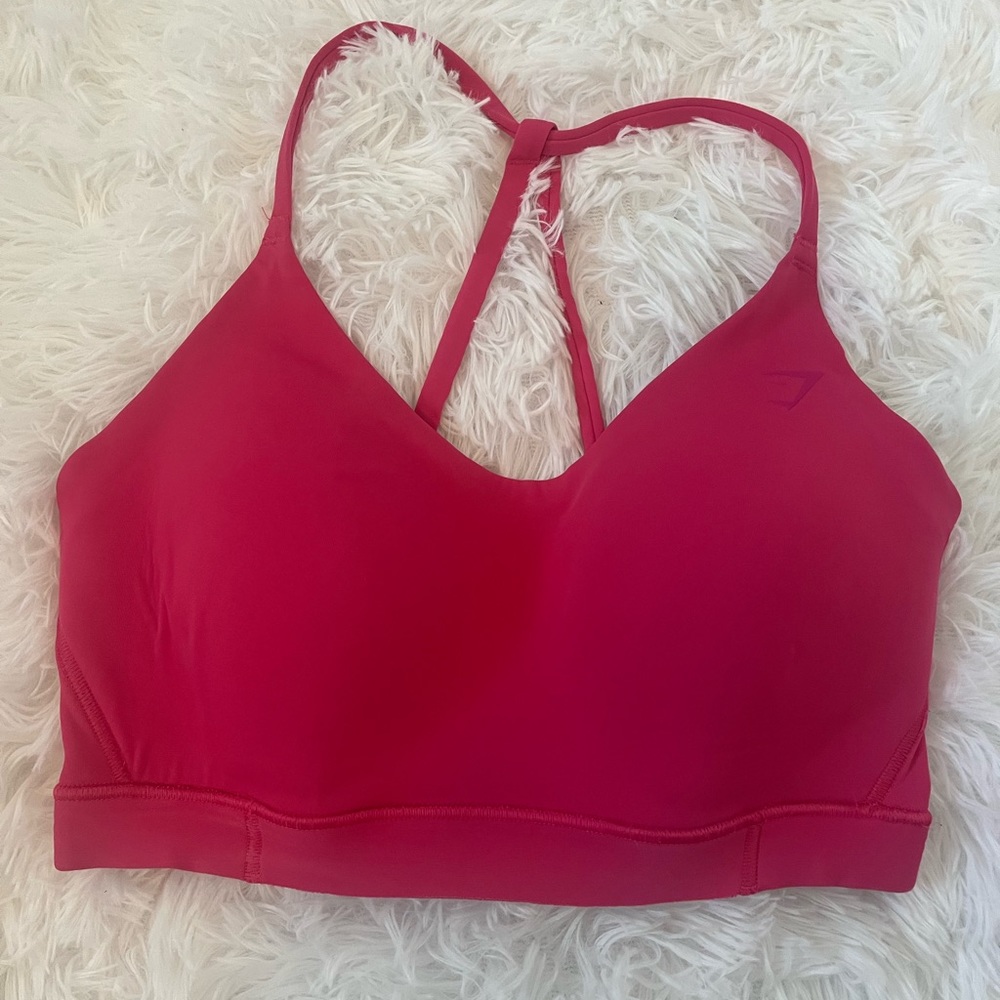 hot pink gym shark sports bra size small
